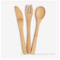 Portable reusable bamboo utensil bamboo cutlery set